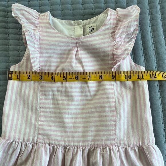GAP Kids Little Girl Sleeveless Flutter Accent Ticking Stripe Eyelet Trim Dress - Picture 6 of 9